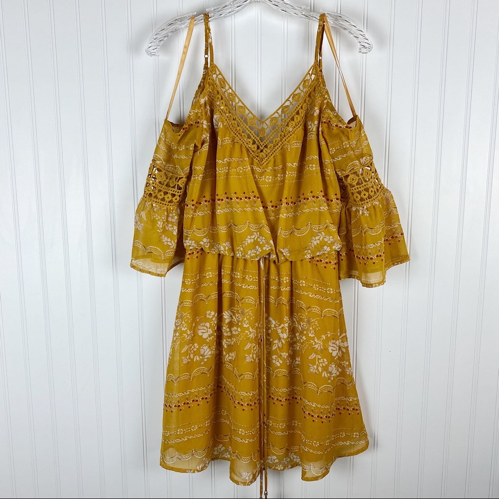 Jodi Kristopher Yellow Floral Boho Style Dress